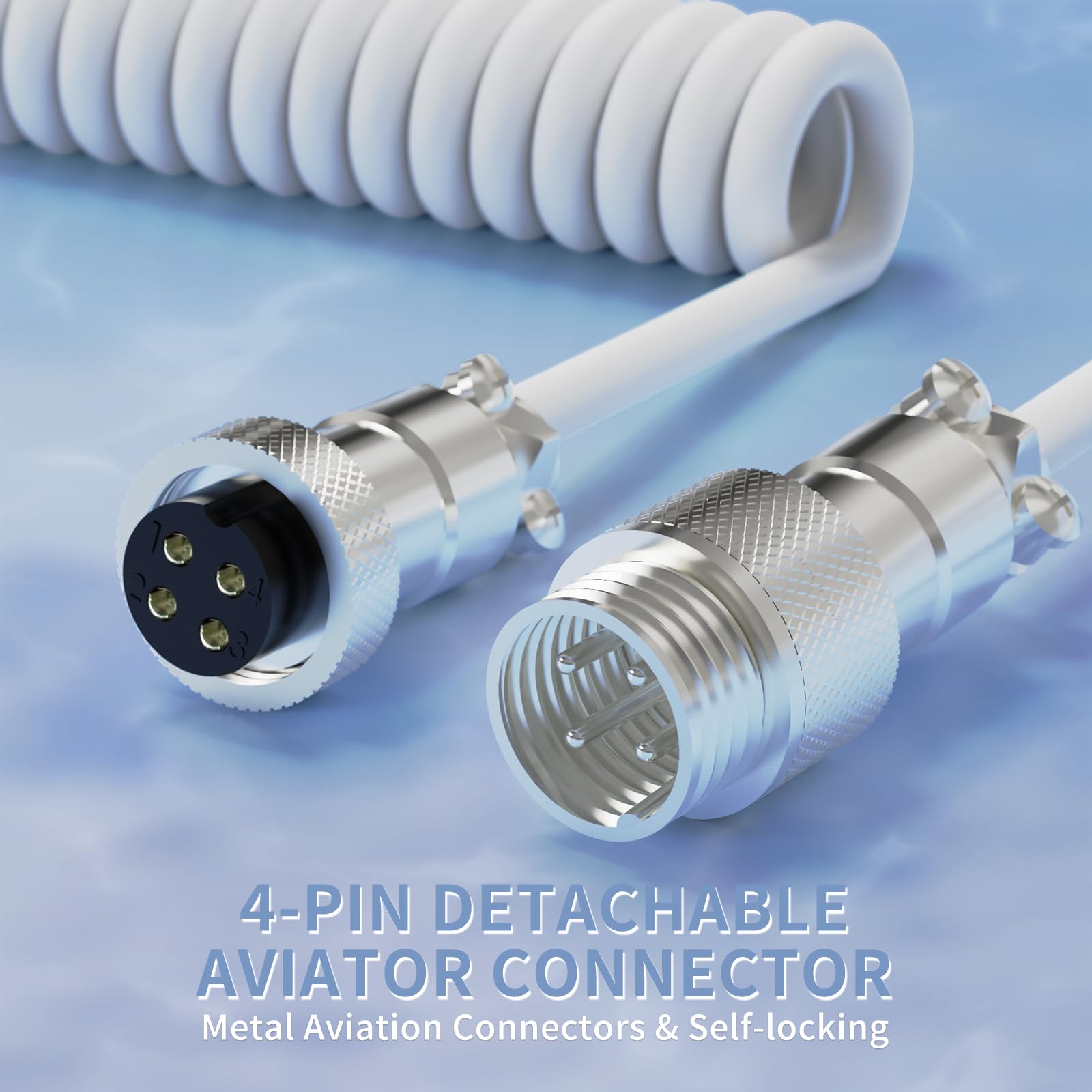 MAMBASNAKE C01 Ultra RGB Coiled Keyboard Cable, Pro Custom USB-C Aviator Cable for Gaming Keyboards, Stable Dual-sleeved Design, 2m Type-C to USB-A Hyper-speed