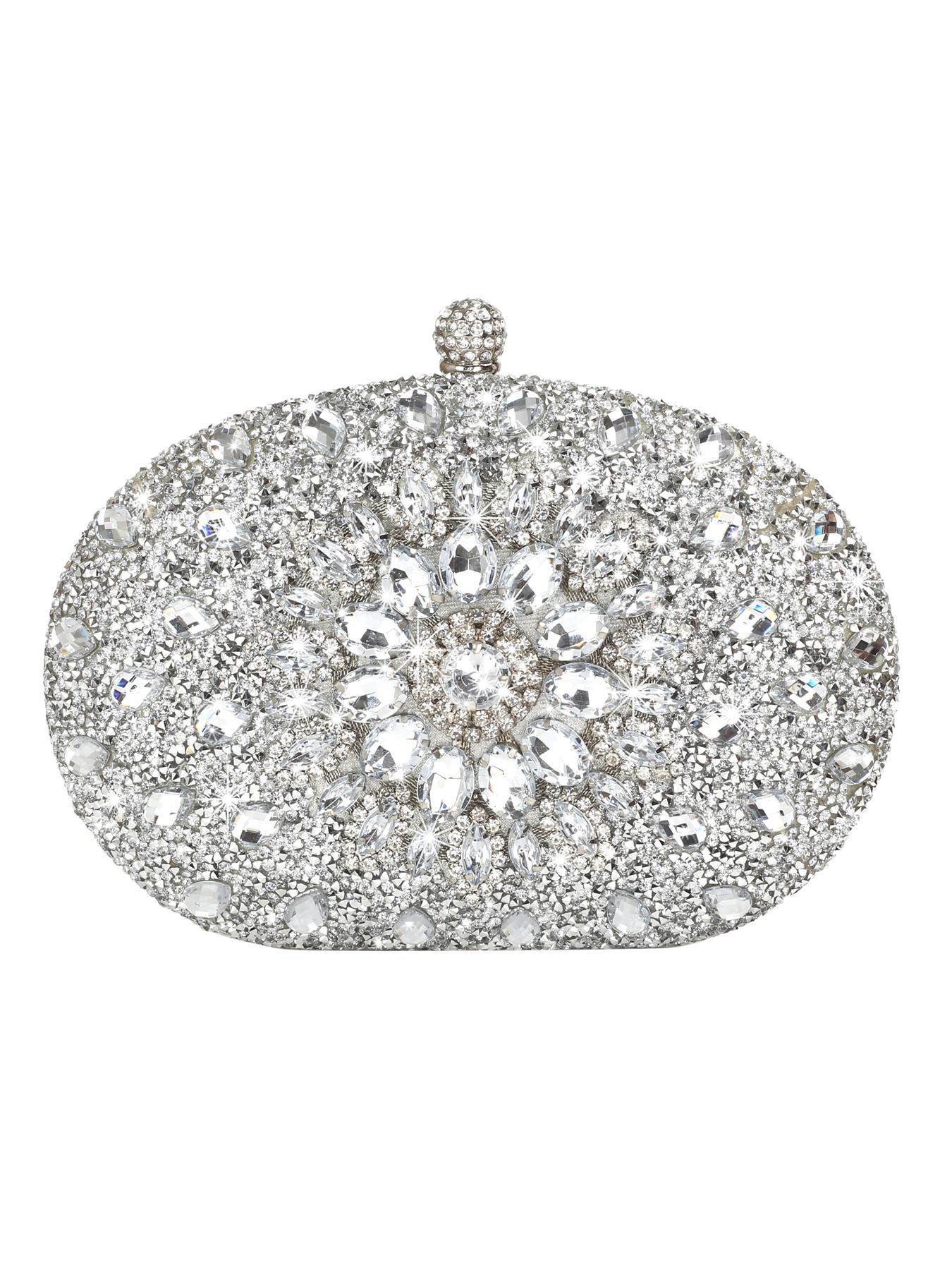 Women's Elegant Rhinestone Decorated Evening Bag, Exquisite Trendy Glittering Clutch Bag with Removable Chain Strap, Fashionable Bag for Party Decoration, Clutch Purse