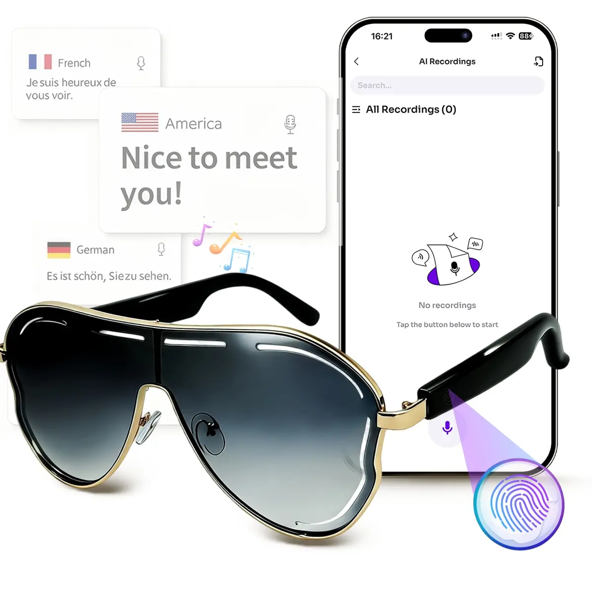 AI Smart Glasses, Retro Trendy Aviator Sunglasses, Summer Unisex Smart Sunglasses with Real Time AI Translation, Oversized Metal Frame & UV Protection Lenses, Remote Photo Control, Ideal for Travel Driving Daily Outdoor Activities