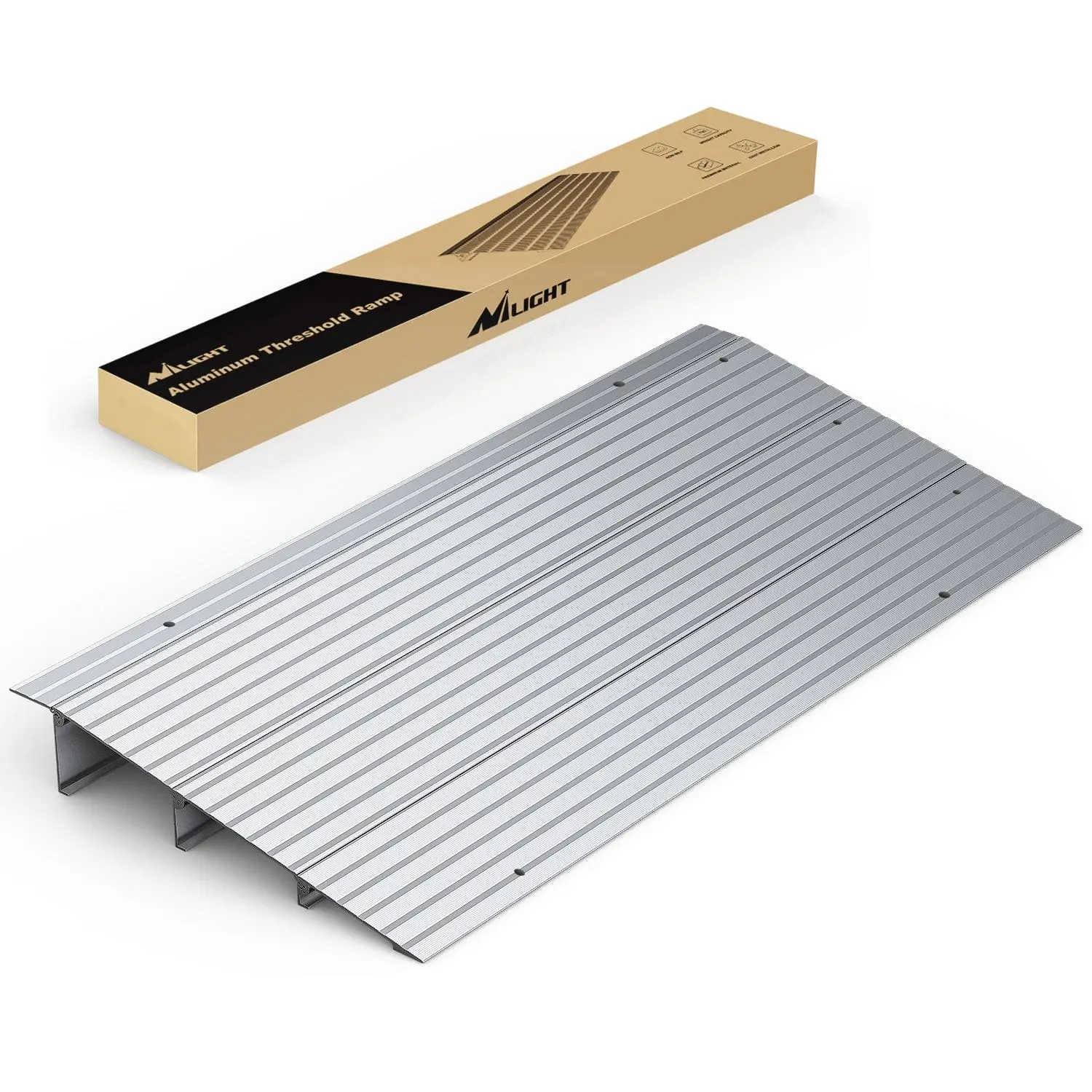 Nilight 3in Rise Portable Aluminum Wheelchair Ramp - Lightweight, Stackable Units, 34in L x 17.2in W x 3in H, 700 lbs Capacity, Durable All-Weather for Scooters, Walkers, Buggies, Door Thresholds, Home Steps, Durability, Portable Ramp
