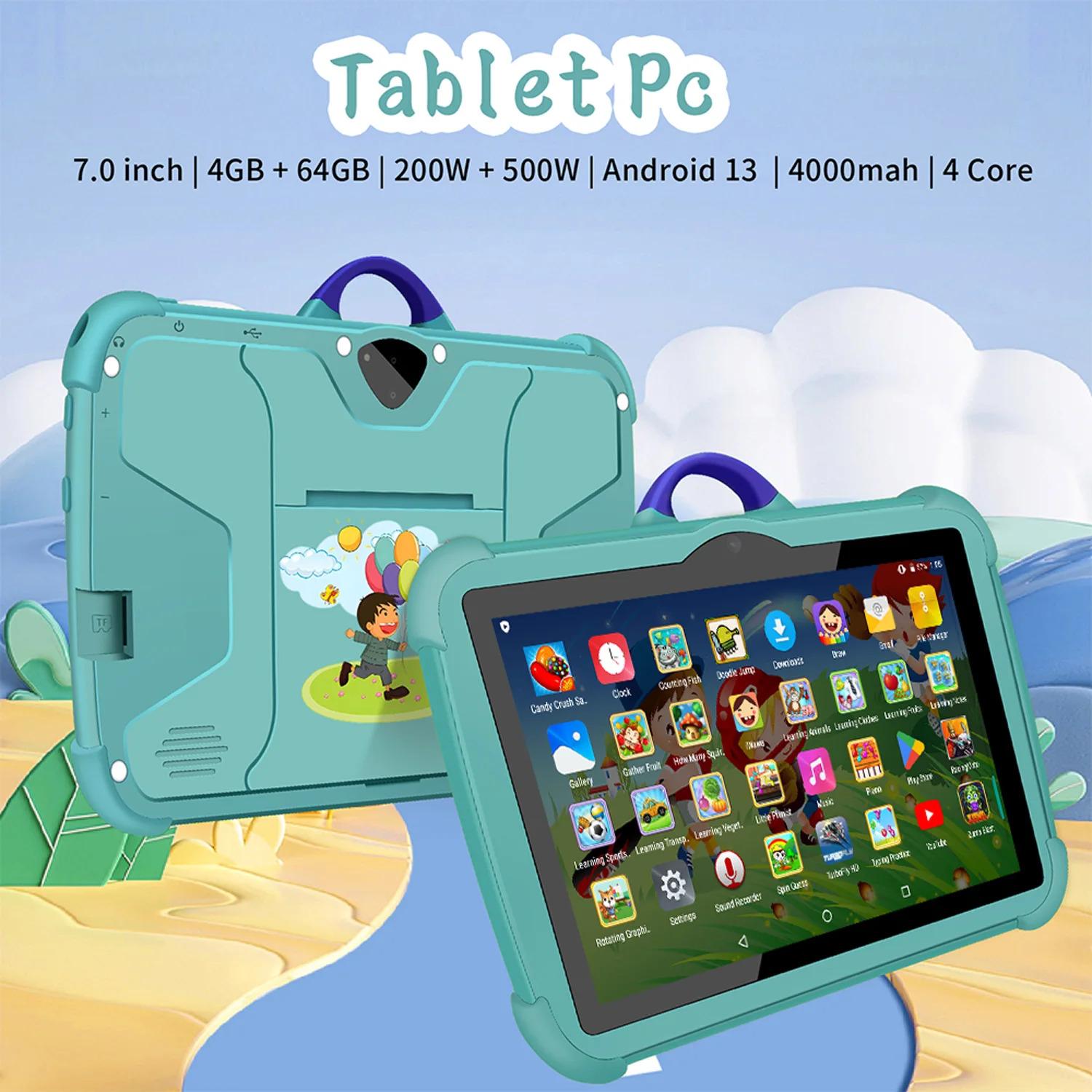 7-Inch Kids Tablet with Android 13 - Quad Core 4GB RAM 64GB Storage, Educational Learning Device with Parental Control & Child-Friendly Design tablet educativa