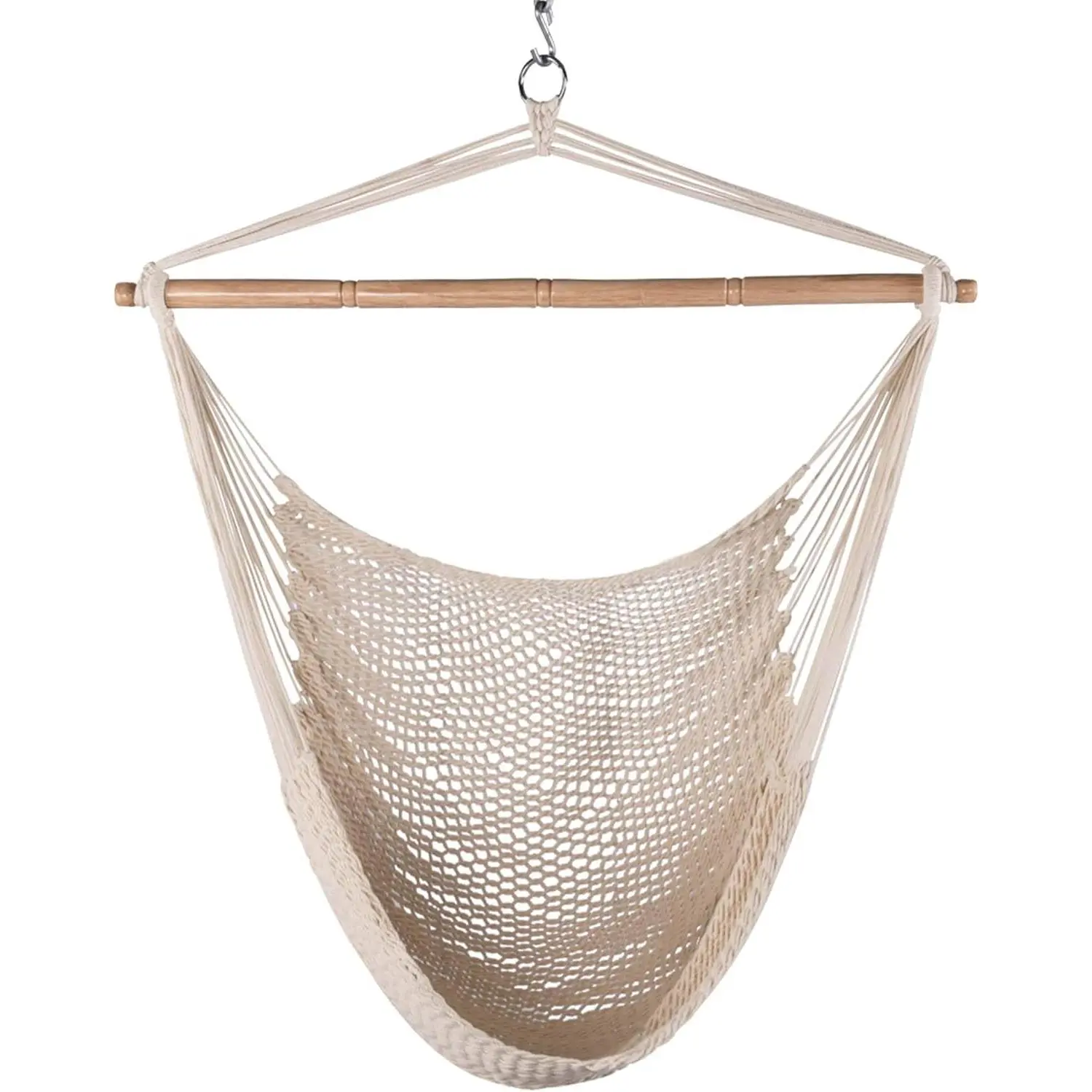 Hammock Chair,  Swing Chair, Caribbean Rope Chair | 40"Hardwood Spreader Bar and Soft-Spun  Rope, Hammock Weaving Chair for Indoor, Outdoor, Backyard, Max 300 LBS,