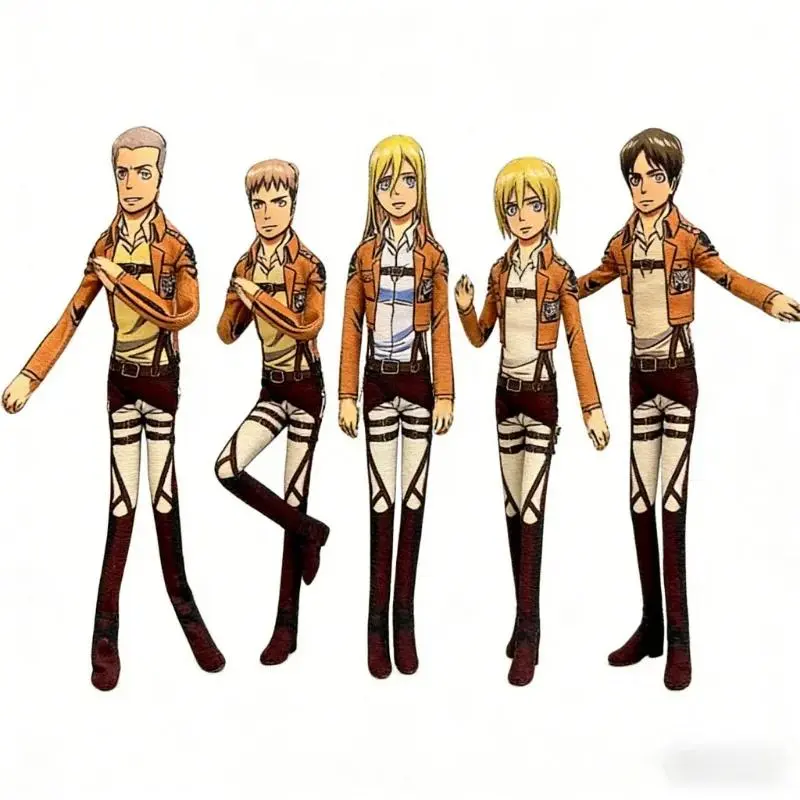 28cm Attack on Titan Levi Zoë and Armin Stuffed Plush Poseable Abstract Body with Built-in Metal Wire Frame, Handcrafted