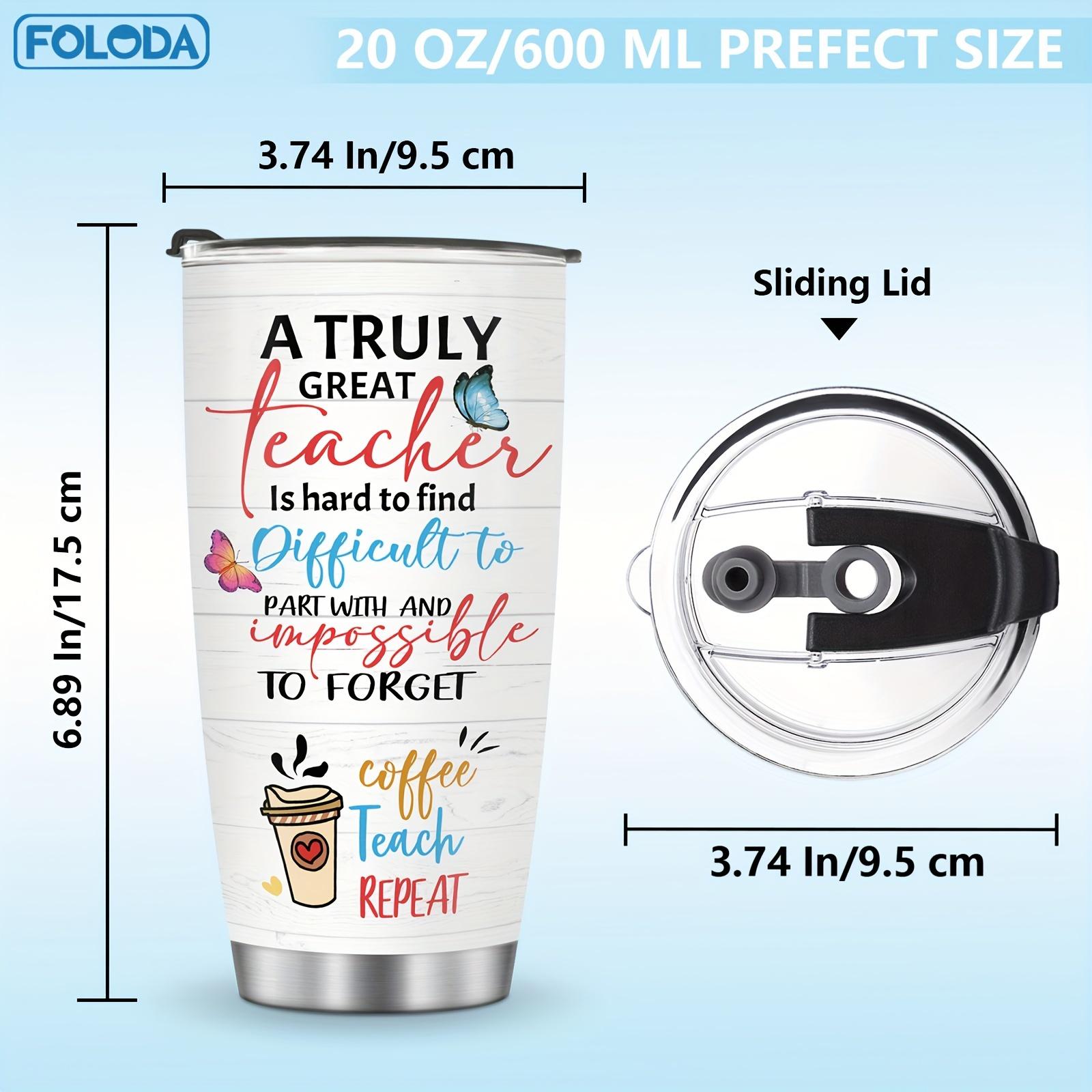 Foloda 1pc Teacher Chrismas Birthday Gift - Teacher Cups Tumbler - Teacher Stainless Steel Insulated Coffee Tumblers - Gifts for Teachers Appreciation - Teacher Mug - Gifts for Teachers From Students Worker on Teacher Day Valentine Gift 20Oz Car Cup