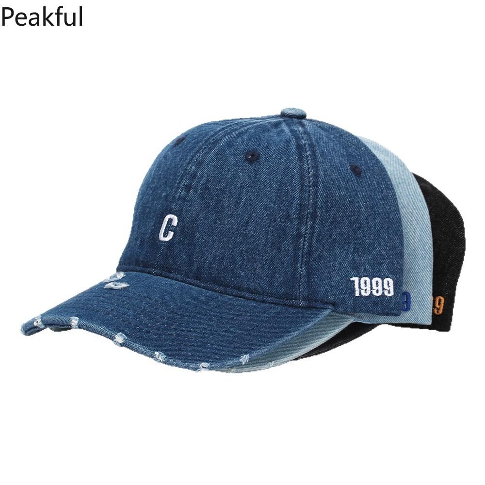 Leisure Denim Baseball Cap – Street Retro Style, Korean-Inspired Embroidered Peaked Hat, Ripped Design for a Vintage Look, Ideal for Summer Outings, Casual Wear & Unisex Styling
