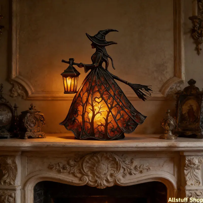 Spooky 3D Witch Table Lamp, Aesthetic Halloween Decoration Gift with a Warm Ambient Glow for Bedroom or Home Office tiktokshopbacktoschool