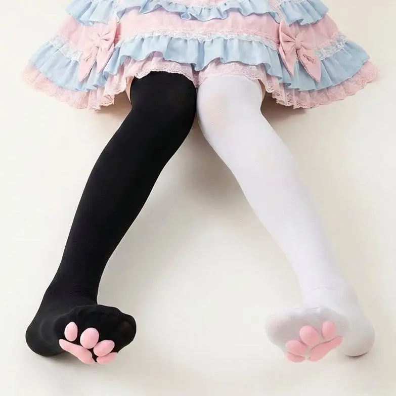 Cute cat paw-pad over-the-knee socks, suitable for everyday wear by women and girls, parties, or cozy time at home with a partner.