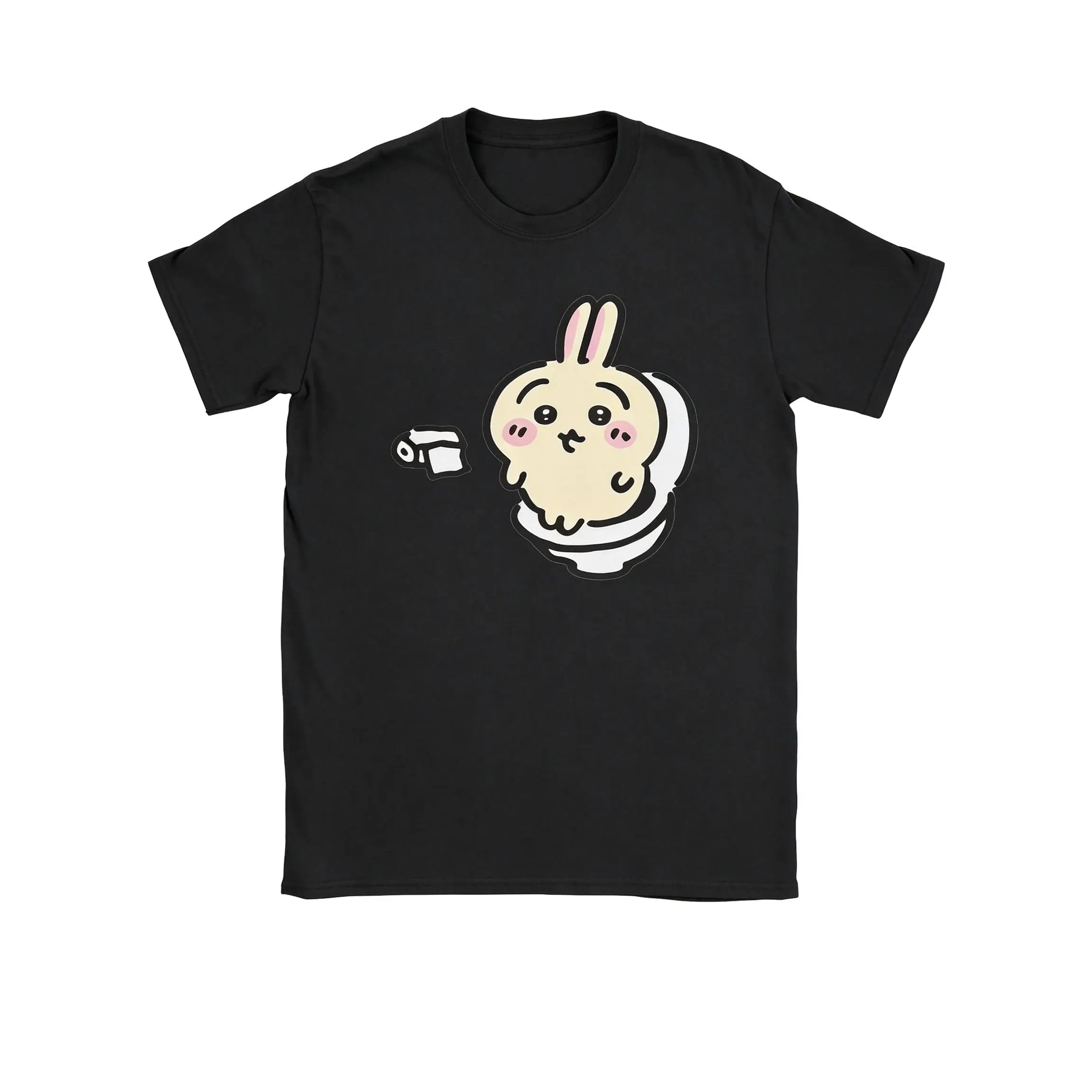 Men Usagi on the Toilet Potty Chiikawas Hachiware Poop Meme T Shirt  100% Cotton Clothes Round Neck Tee Shirt Gift Idea T-Shirts