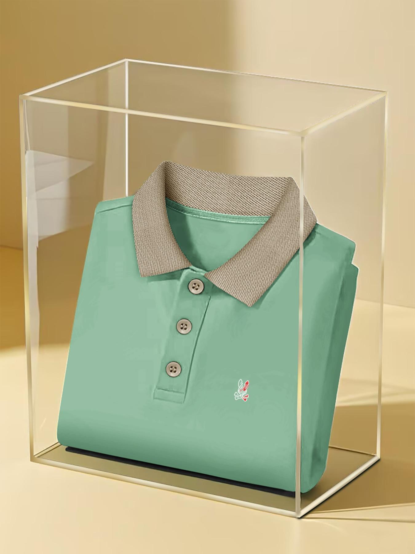 Men's Colorblock Print Contrast Trim Button Down Polo Shirt, Regular Fit Casual Short Sleeve Collared Top for Summer, Fashion Men's Clothes for Daily Wear