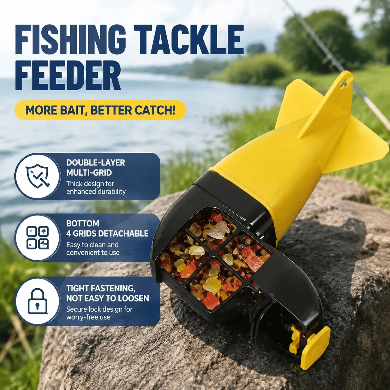 Automatic Bait Launcher Kit: Long-Range Casting Feeder Container with Hanging Holes, Double-Layer Multi-Compartment Durable Fishing Tackle for Lure Fishing, Portable Bait Dispenser System, Feeder Machine, and Accessories, Fishing Supplies, Fishing Stuff