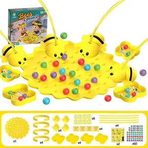 4pcs Interactive Bee Bean-Picking Toy for Parent-Child, Fishing Board Game, Pearl-Picking Adventure