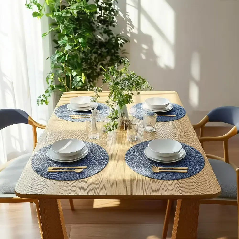 8Pcs Round Washable Placemats 15 Inch Heat Resistant Table Mats for Dining Table Home Decor Outdoor Party