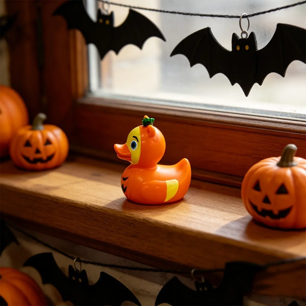 Resin Decoration Ornament, Halloween Pumpkin Duck, Cartoon Funny Duck Desk Decor, Party Scene, Creative Holiday Gift