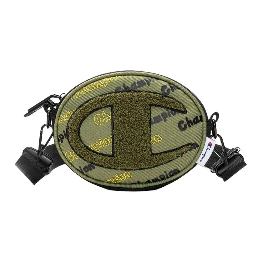 Champion x Melting Sadness Logo-Print Sporty Casual Fabric Disc Crossbody Bag – Unisex Green