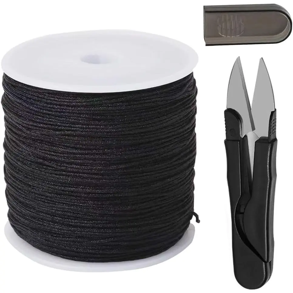 0.8mm Black Nylon String for Bracelets,  120 Yards Nylon Cord Thread for Bracelets Necklaces Pendants Making, Bracelet String Cord for Wind Chimes, DIY Craft (0.8mm Black)