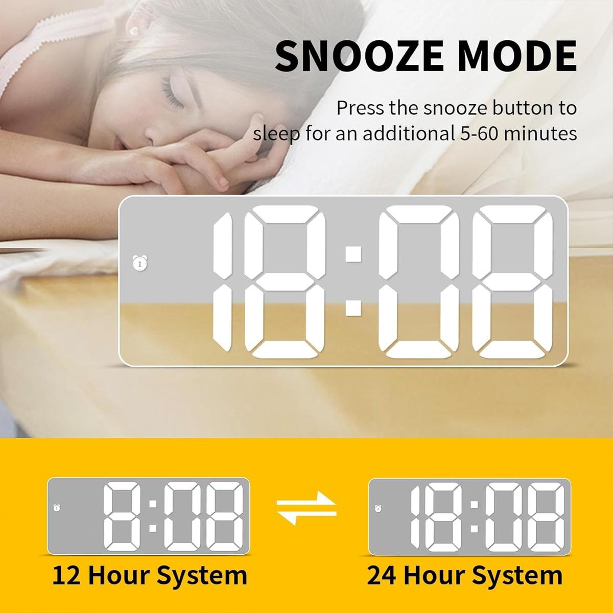 LED Digital Alarm Clock for Bedroom, Mini Size 12/24H LED Display Temperature Date Snooze Mode 3 Adjustable Brightness, Perfect for Living Room Office Desk LED Digital Alarm Clock for Bedroom, Mini Size 12/24H LED Display Temperature Date Snooze Mode 3 Adjustable Brightness, Perfect for Living Room Office Desk