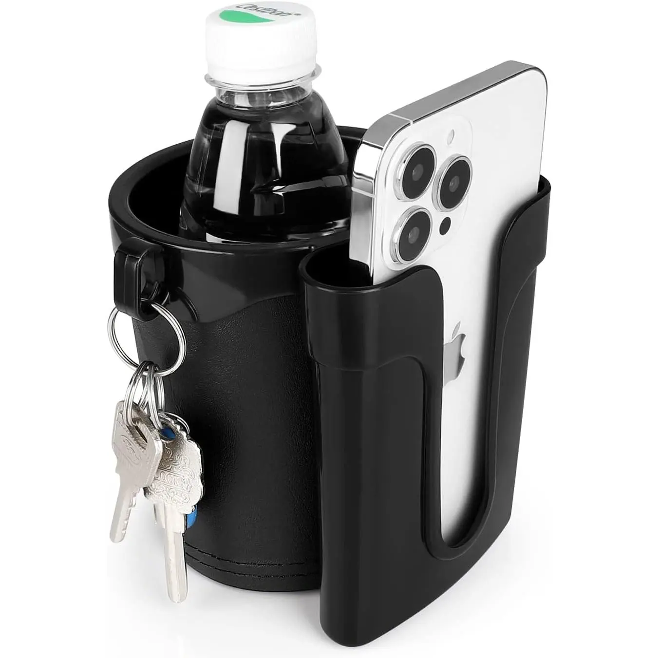 3-in-1  Cup Holder with Cell Phone  Holder,  Water Bottle Holders,  Bar Drink Cup Can Holder for Bicycles, , Scooters, Black