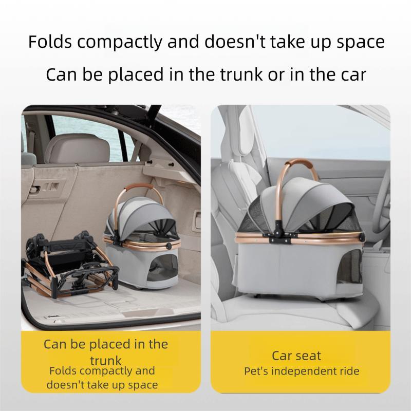 Pawzseek 3 in 1 Folding Pet Dog Stroller with Detachable Carrier Multifunctional Jogger Stroller for Small Medium Dogs Cats W Rear Brake Storage Basket Luxury Oversized Pet Stroller Multi-directional Ventilation Breathable Odor-free Design Foldable