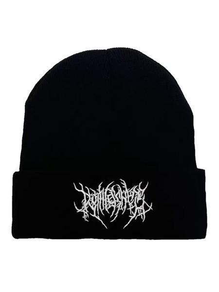 Solid Color Embroidered Gothic Street Punk Knitted Hat – Warm Ski Cap for Autumn and Winter, Unisex Couple Style, Soft Comfortable Cold Weather Headwear, TikTokShopBlackFriday design baseball Assorted Acrylic Knit Beanie Set skull adjustable casual wear S