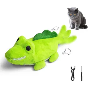 Interactive Cat Toys for Indoor Cats – Auto Moving Alligator with 360° Random Movement & Tail Wagging, Rechargeable Cat Exercise Toy with Catnip, Self-Play Fun for Bored Adult Cats-Green