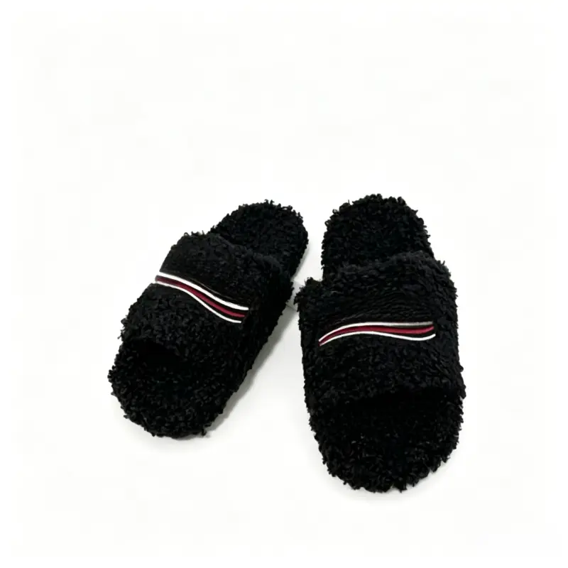Plush Fur Slides with Embroidery, Unisex Cushioned Open-Toe Sports Slide Slippers for Indoor and Outdoor Wear, Cushioned Women's Sports Slide