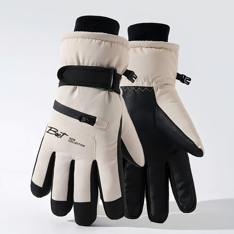 Ski gloves for women, warm and insulated, touchscreen compatible, waterproof, suitable for cycling, outdoor activities, and snow sports; also available for men, windproof, and with thickened fleece lining for winter use.