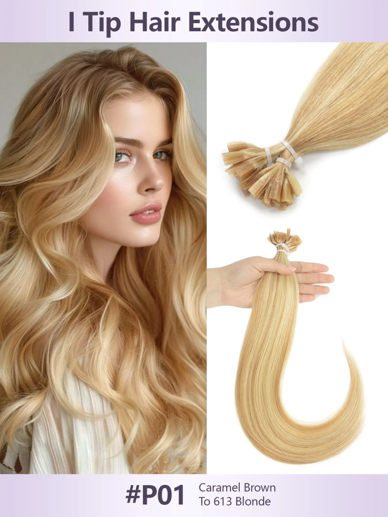 50Pcs,K Tip Hair Extensions Straight Hair Extensions Caramel Brown To 613 Blonde Color, 12-22 Lengths Hot Fusion Hair Addon, Natural Looking Long-Lasting Hold for Volume & Shine Salon & Home Use For All Hair Types & Ethnicities Party Birthday Gift