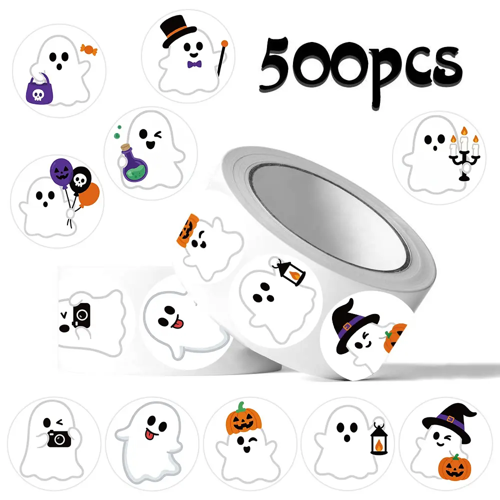 500pcs Halloween Ghost Stickers, Office Stickers, Suitable for Scrapbooks, Diaries, Laptops, Water Bottles, Cars, Etc. A Gift with A Positive Message and A Belief-based Design.