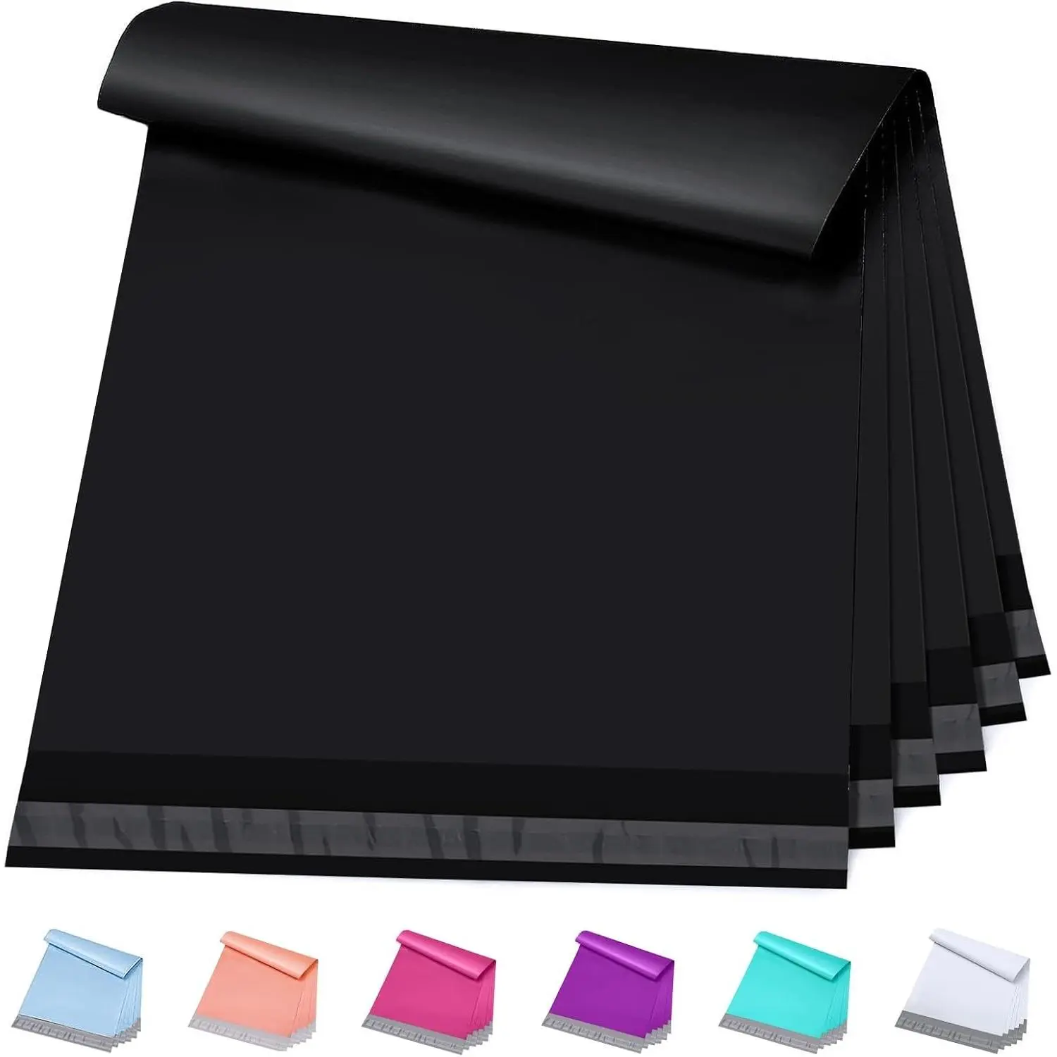 Polyethylene Large Shipping Mailers (17.7x22 in) 25-Pack, Black Self-Adhesive Waterproof Bags for Small Business Coat Rack & Clothing Packaging