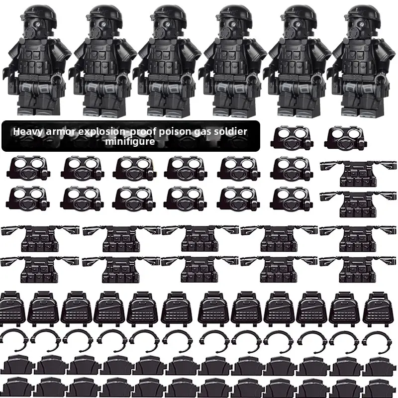 Black Tactical Style Desktop Decorative Collectibles Set, Detailed Armor Design with Multiple Accessories, Home Office Tabletop Display Ornaments, Creative Collection Decor