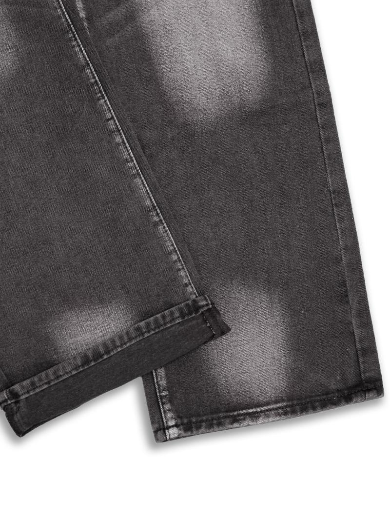 Men's Solid Button Fly Wide Leg Jeans, Loose Casual Comfy Denim Trousers for Daily Wear, Fashion Men's Bottoms for All Seasons, Denim Clothing