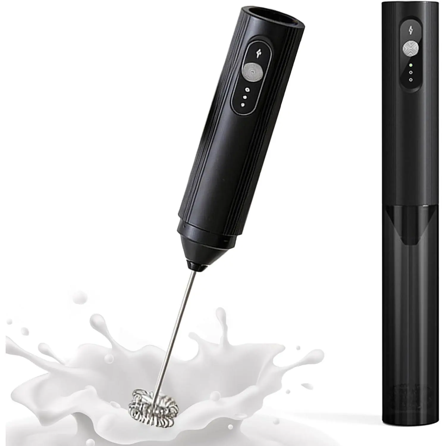 Rechargeable Milk Frother Handheld with Cover, 3-Speed Silent Coffee Frother Wand Electric, Portable Drink Mixer for Coffee Latte Cappuccino Matcha Hot  & Eggs, Kitchen Gifts, Black
