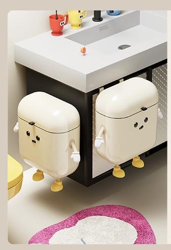 Wall Mounted Trash Can with Dual Lid - Under Sink Hanging Bin, Odor-Control Kitchen Waste Basket, Easy Install, Cute Design