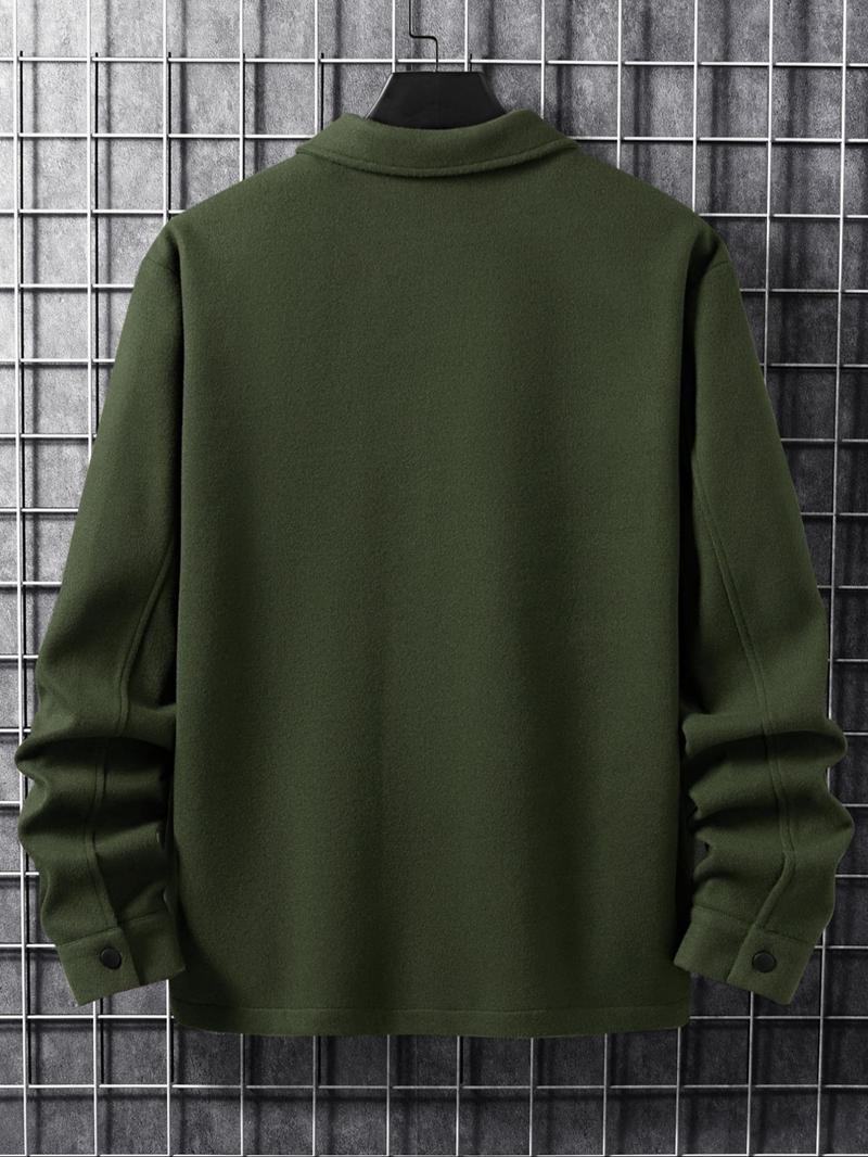 Men's Casual Thick Woven Solid Pocket Jacket Coat, Fitted Design for Work & Outdoor, Lightweight for Fall Winter Season