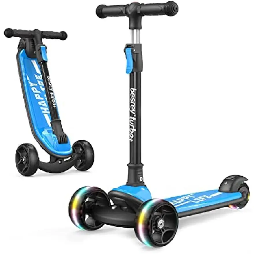 3 Wheel Scooter for Kids Ages 3-10 with 4 Adjustable Height | LED Light Wheels, Foldable Toddler Scooter, Extra Deck, Lean-to-Steer Design, Sturdy and Safe