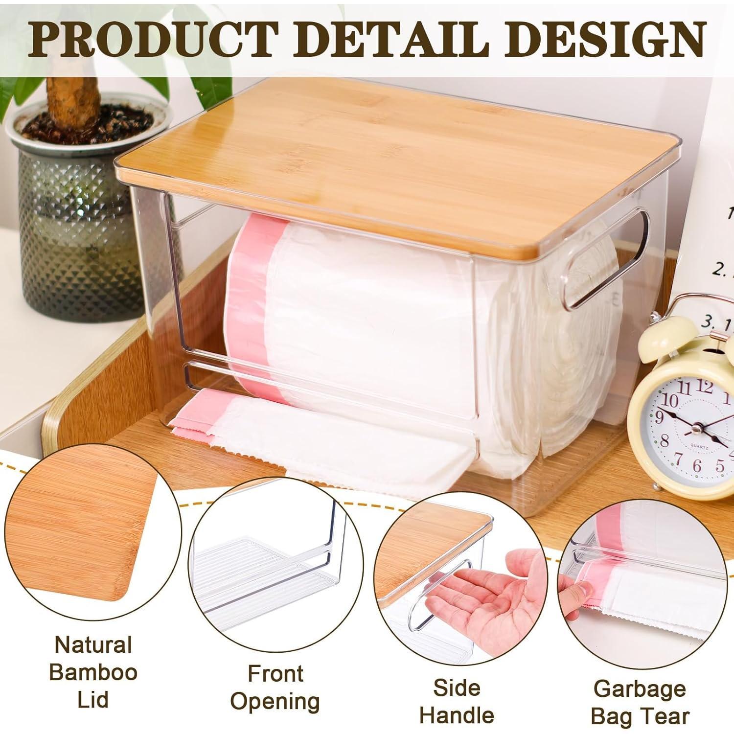 Trash Bag Dispenser Roll Holder, Trash Bag Holder Dispenser with  Top & Handles,  Garbage Bag Holder Dispenser Trash Bag Organizer Under Sink