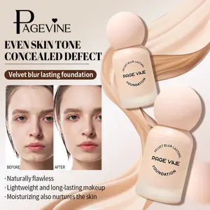 PAGEVINE Velvet Blur Longwear Liquid Foundation in 3 Shades,Ivory/Natural/Warm Tone,oil-control sweatproof makeup for oily skin,12H long-lasting lightweight hydrating base,covers blemishes & evens skin tone for natural matte no-makeup look,daily commuter