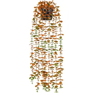 1 count  Fall   Orange Artificial Potted Faux Eucalyptus  Decorations for Fall Thanksgiving Bathroom Table Centerpiece Wall Kitchen Room Decor Indoor and Outdoor