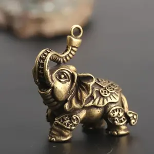 Brass Solid Elephant Statue, Desk Toy Ornaments, Pure Copper Animal Miniatures, Home Decorations, Crafts Accessories, 1pc