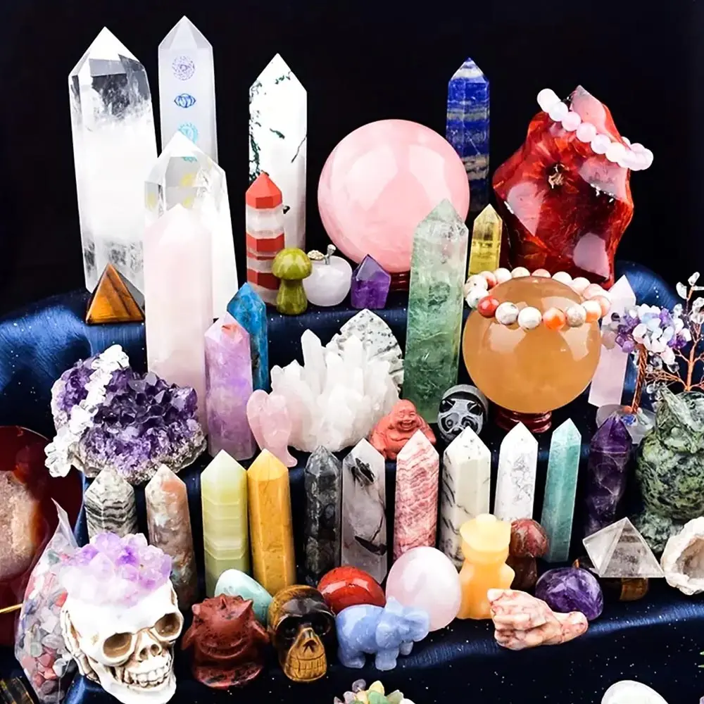 1PC Luxurious Assorted Gift Box (1-4lb) - Natural Crystal Tower, Sphere, Loose Gemstones for Home Decoration, Ideal Gift for Crystal Enthusiasts