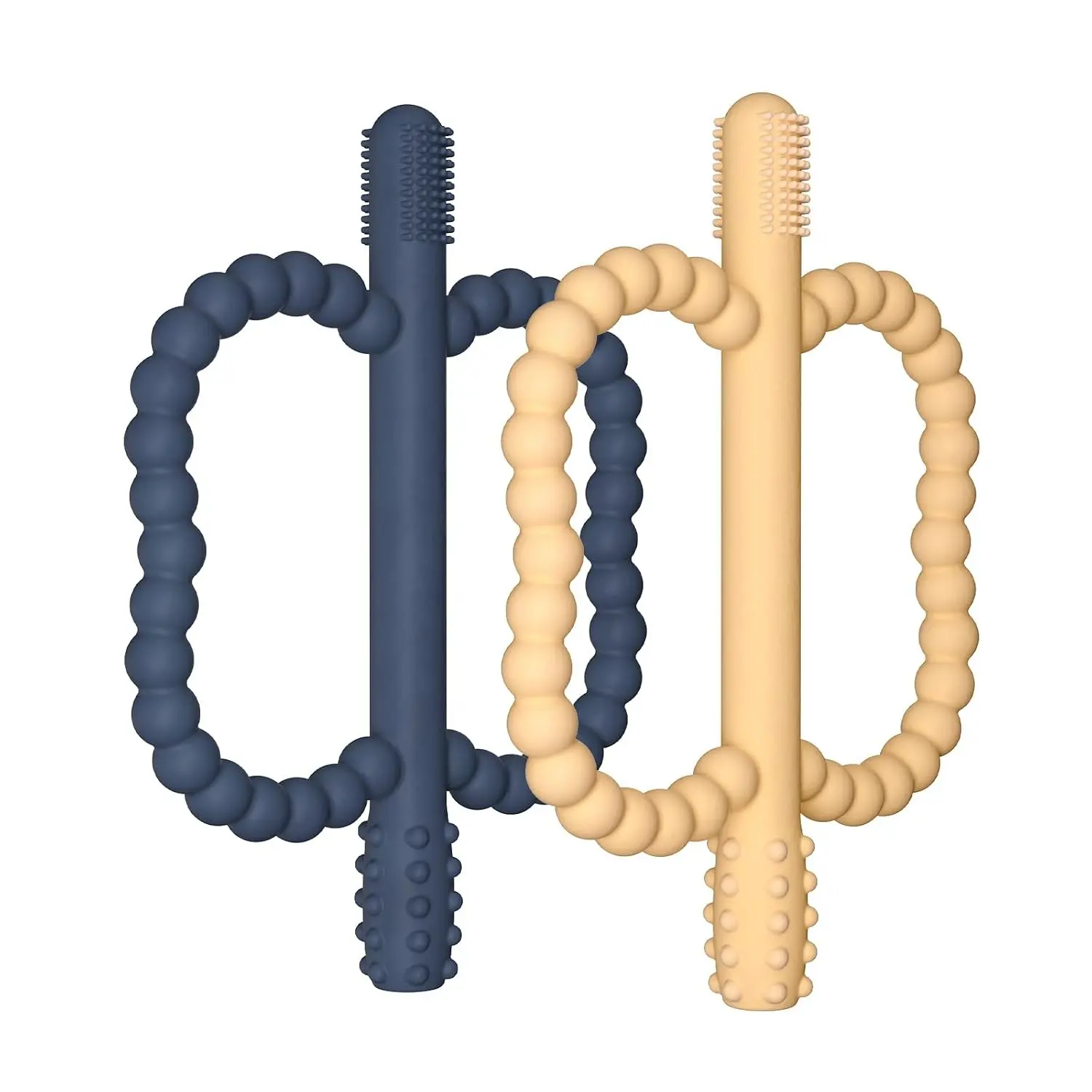 2 Pack Baby Silicone Teething Toys, Teething Sticks & Tubes for Baby Girls, BPA Free, Soothe Gums for 0-6, 3-12, 18-36 Months, Newborn Infant Toddler Sensory Chew Toys(Gift)