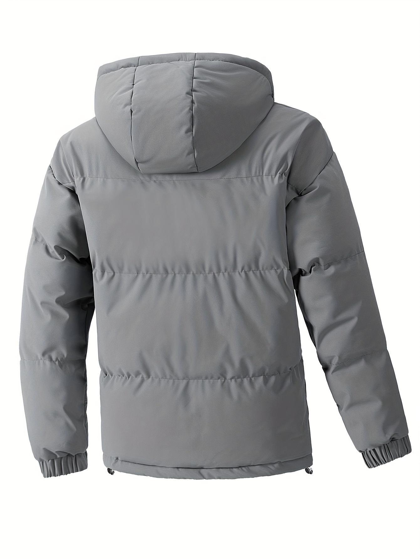 Men's short hooded thick warm cotton jacket Large windproof loose casual bread jacket American style minimalist multi pocket thick cold resistant down jacket