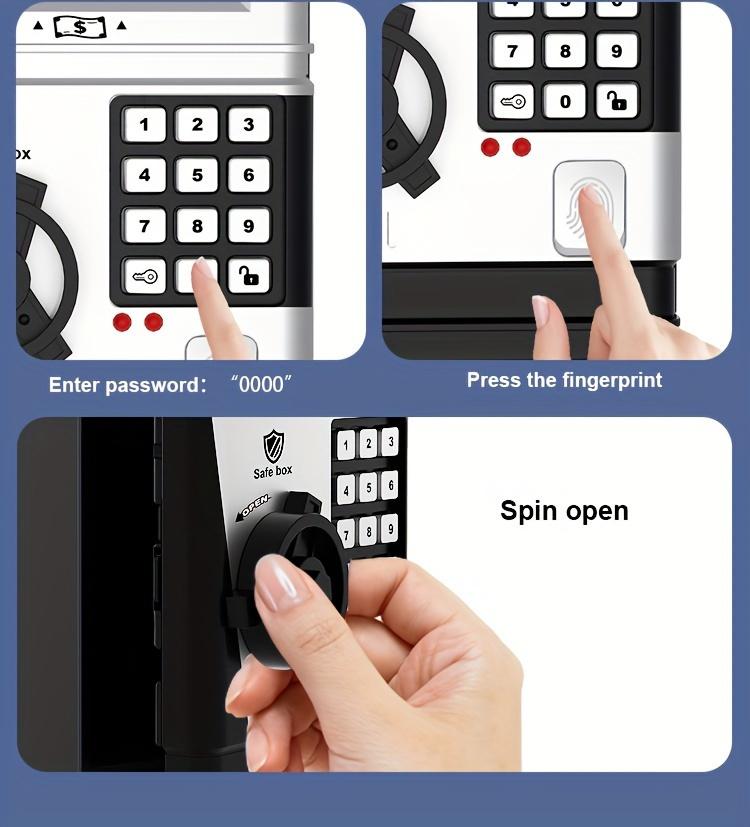 1pc Electronic Piggy Bank ATM Machine with Fingerprint and Password Security - Acrylic Black, Real Money Savings Bank for Birthday, Halloween, Thanksgiving, Christmas Gift Decor Ornaments Multicolor