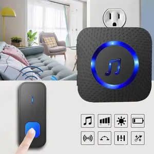 Wireless Doorbell, Ip55 Waterproof, Us Plug, 52 Ringtones, 5 Volume Levels, LED Flash, Easy Installation, Suitable for Home, Office, Store