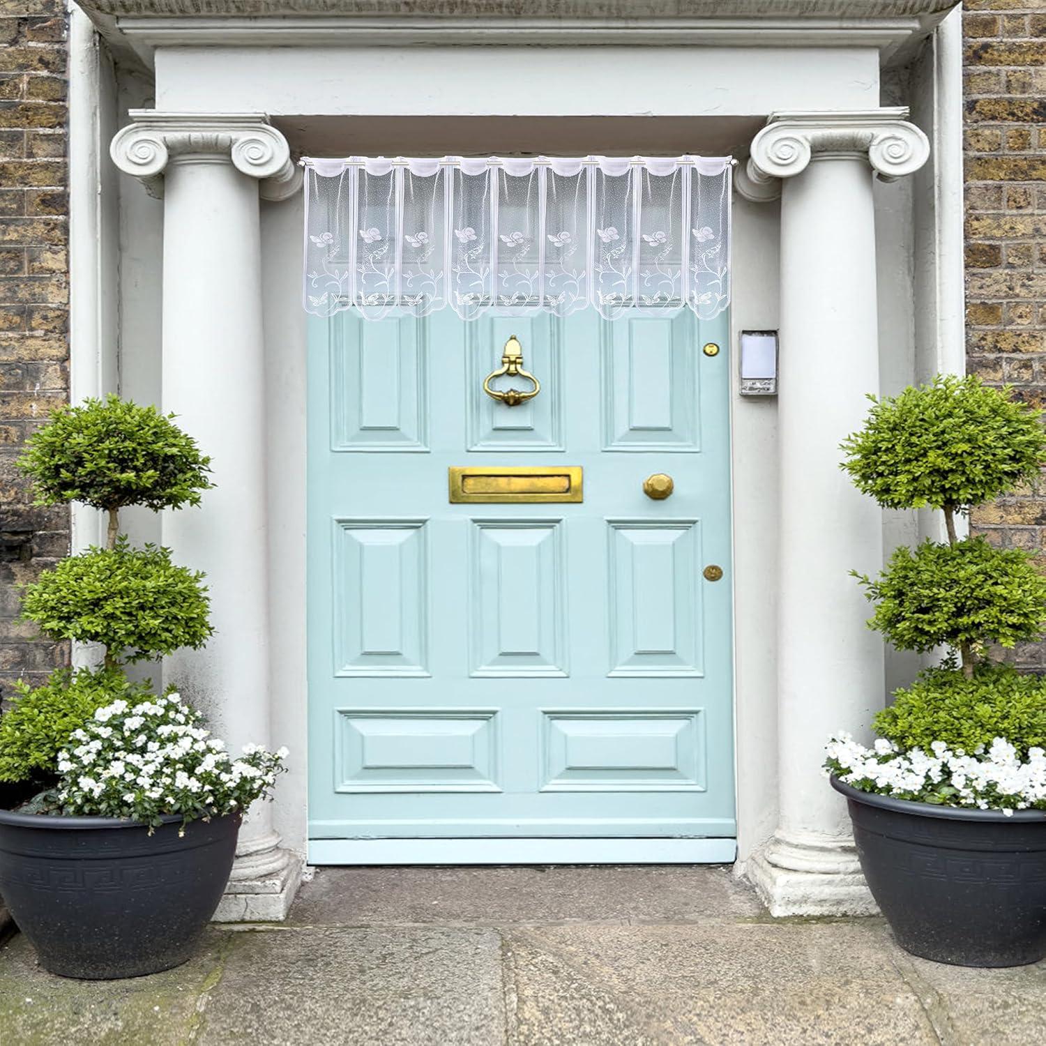 Butterfly & Flower Pattern Lace Curtain, Short Curtain, Window Curtain for Home Living Room Bedroom Kitchen, Home Decor, Net Curtains Window