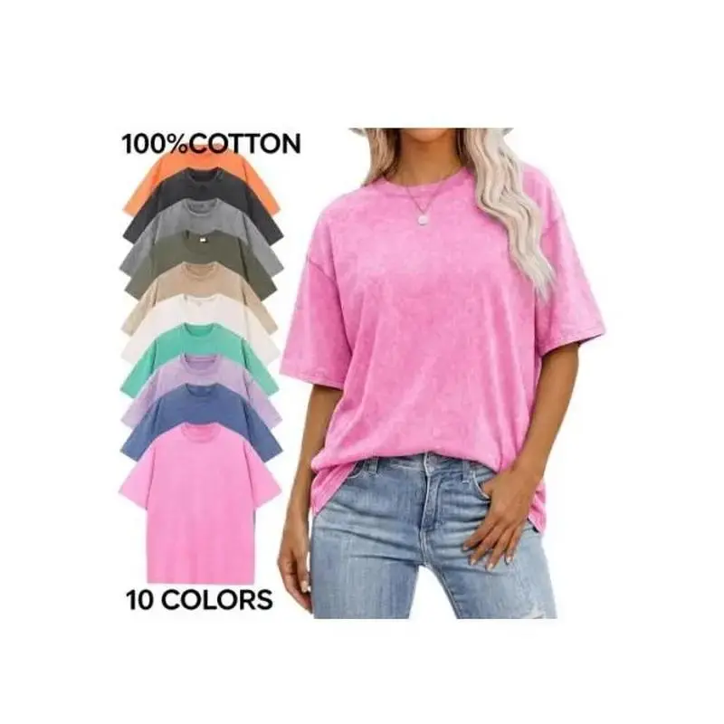 Men's 100% Cotton Plain T-Shirt - Casual Wear, Short Sleeves, Round Neck, Drop-Shoulder, Vintage Washed, Loose Silhouette, Baggy Basic Top, Machine Wash, Solid Colors, Shortsleeve, Tshirt