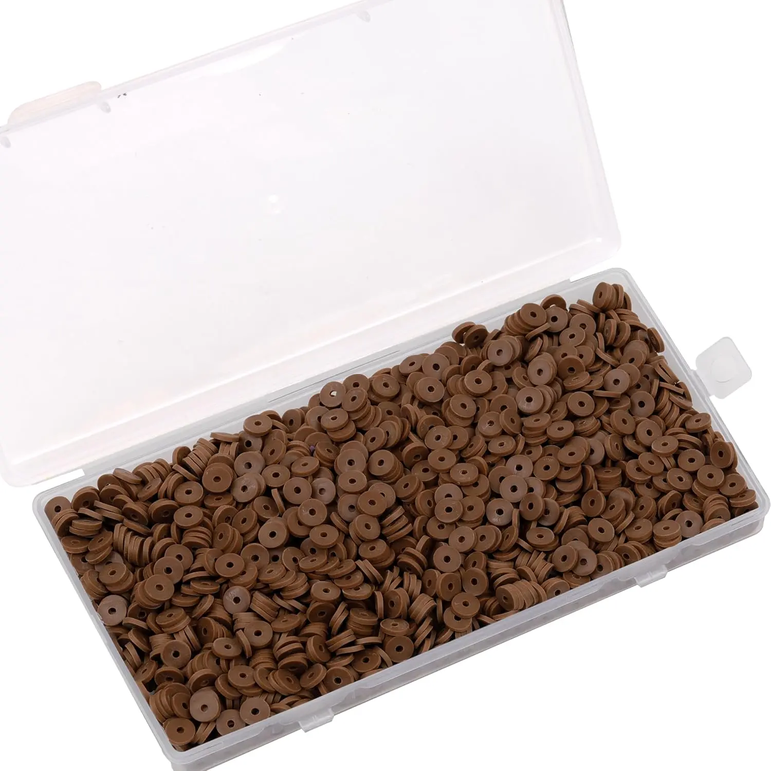 2000 count White Clay Beads Polymer Clay Spacer Beads Flat Beads 6mm Round Heishi Vinyl Beads for DIY Craft  Adults Bracelets Necklace  Making Earring Accessories (Brown)