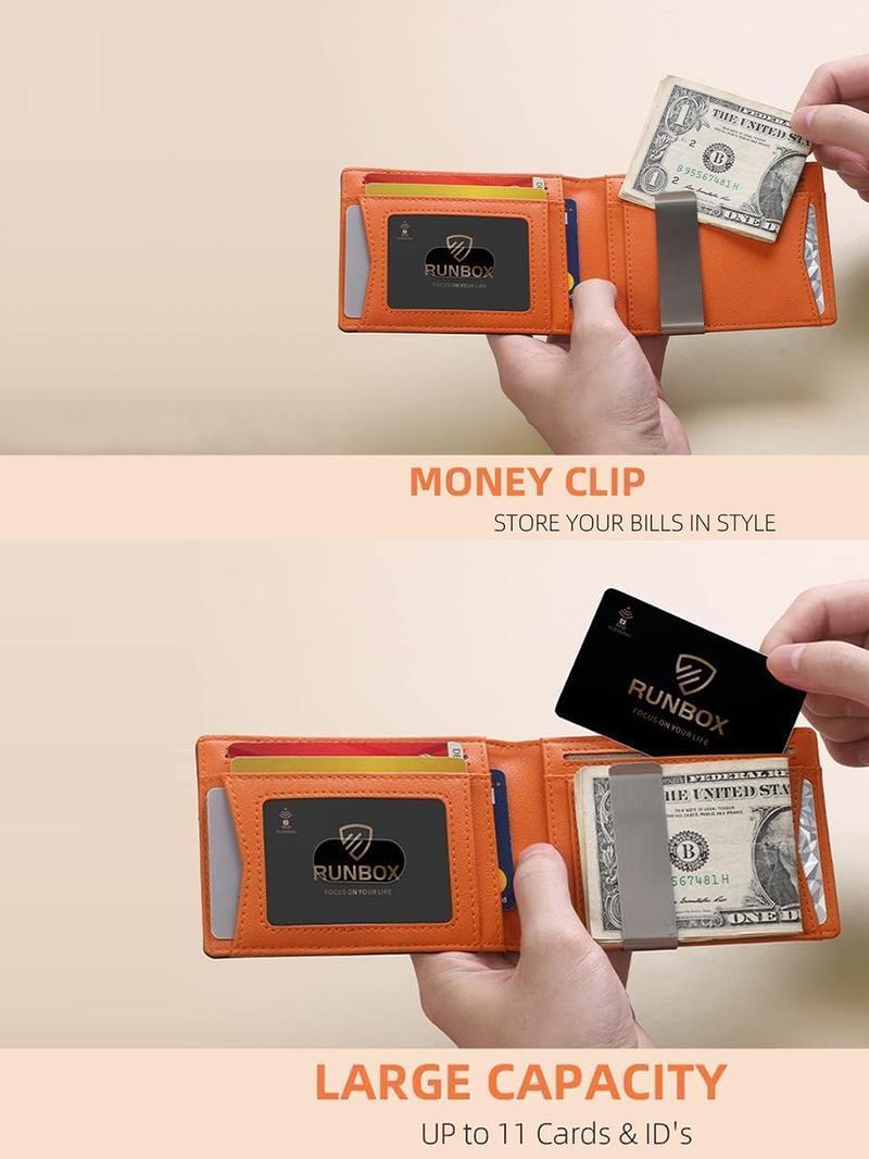 Men's Slim Carbon Fiber Pattern Bifold Wallet with RFID Blocking Money Clip & Multiple Card Slots for Secure Everyday Use