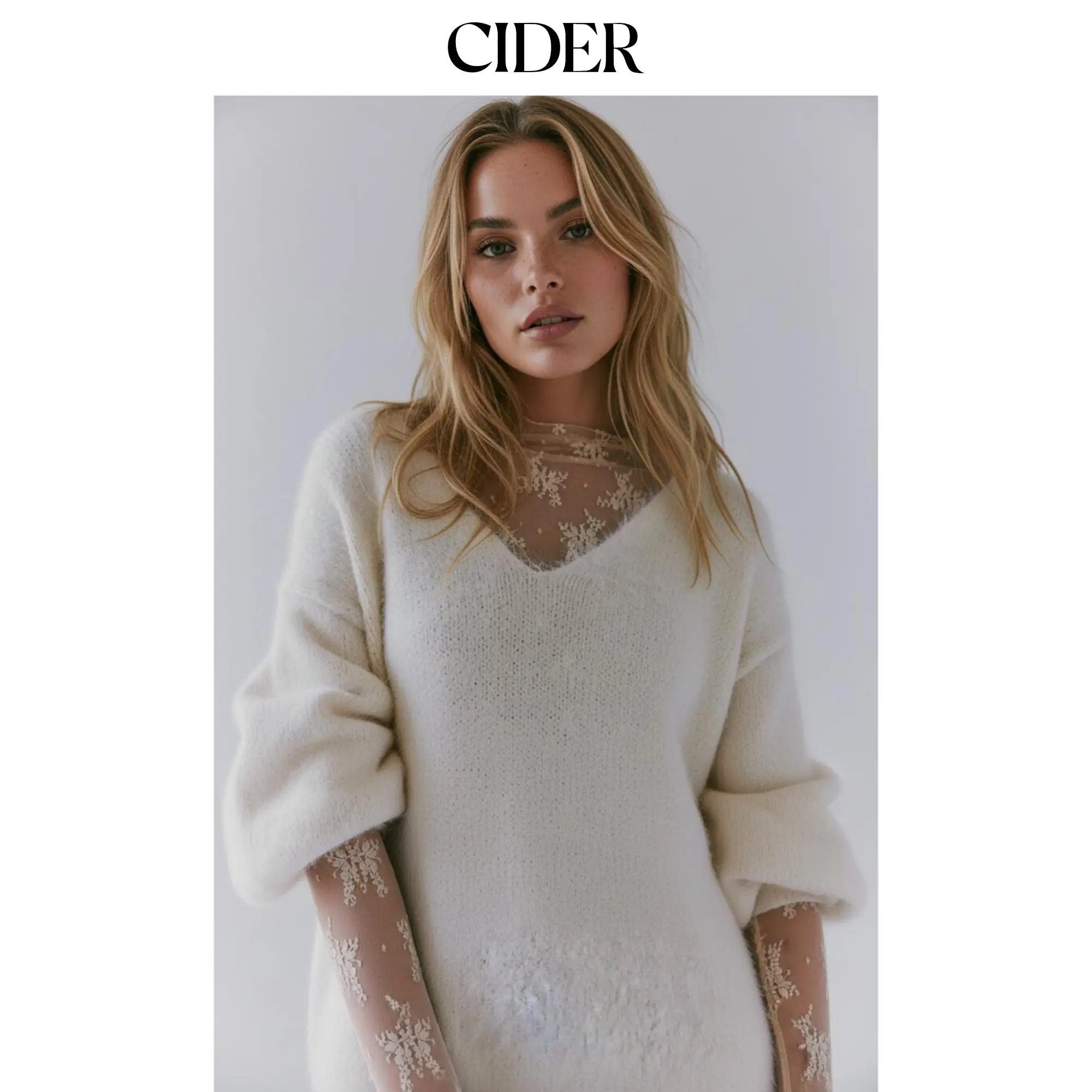 Cider Lace High Neck Lace Long Sleeve Top SummerFinds
