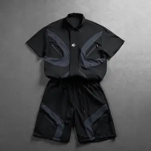Men's Short Sleeve Sporty Romper, Breathable Cotton Blend One-Piece Jumpsuit with Contrast Piping Detail, Relaxed Fit Casual Playsuit Perfect for Gym, Lounge or Summer Daily Wear.